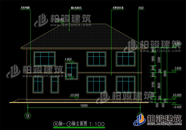 农村二层别墅自建房施工效果图纸全套BZ267-简欧风格